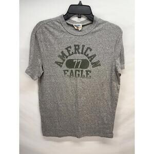American Eagle Vintage Vault Mens T-Shirt Gray Short Sleeve Green Logo Sz Small